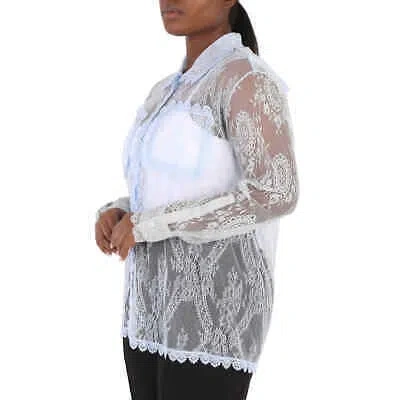 Pre-owned Burberry Ladies Pale Blue Long-sleeve Lace Shirt