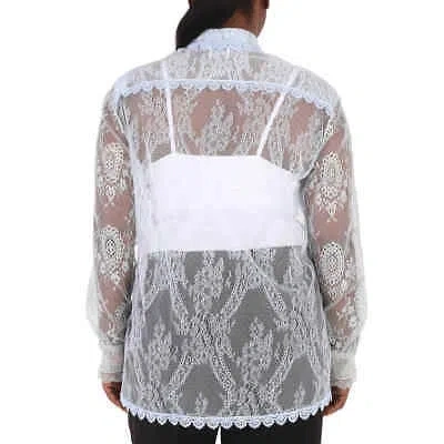 Pre-owned Burberry Ladies Pale Blue Long-sleeve Lace Shirt