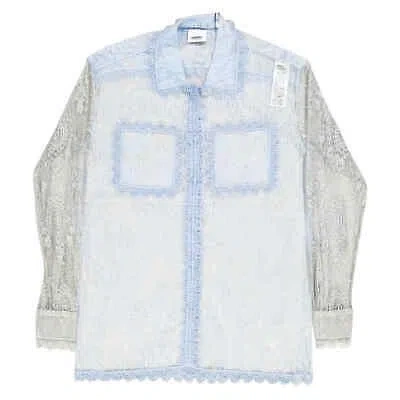 Pre-owned Burberry Ladies Pale Blue Long-sleeve Lace Shirt