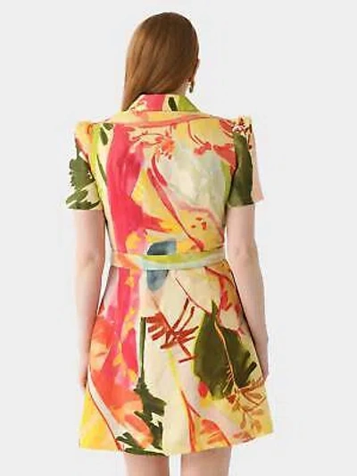 Pre-owned Leo Lin Bronte Mini Dress In Rainforest Print - Size 2/au6 In Yellow