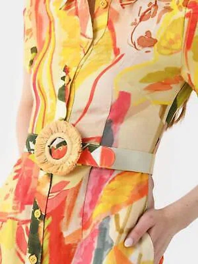 Pre-owned Leo Lin Bronte Mini Dress In Rainforest Print - Size 2/au6 In Yellow