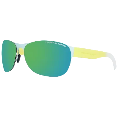 Pre-owned Porsche Design Sunglasses P8581 D 64 Women Rectangular Green Yellow