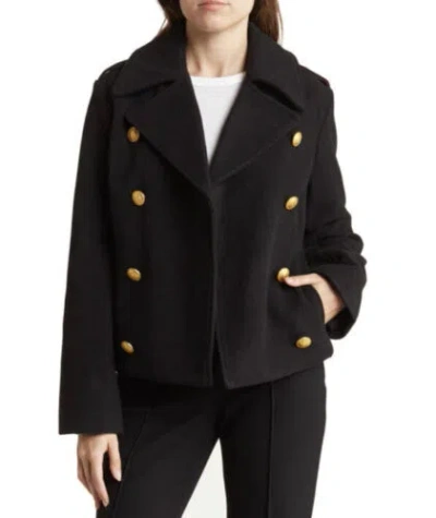 Pre-owned Rebecca Minkoff Women Black Wool Double Breasted Short Coat/ Jacket Sz M In Gold