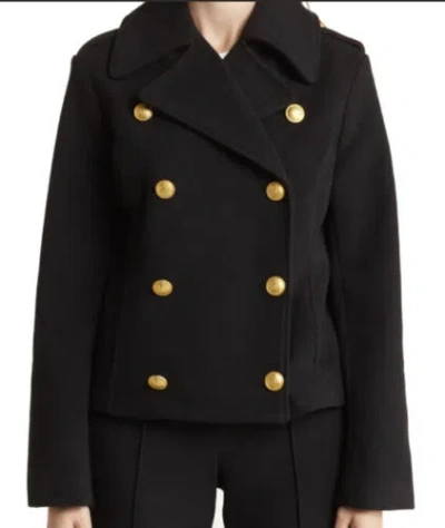 Pre-owned Rebecca Minkoff Women Black Wool Double Breasted Short Coat/ Jacket Sz M In Gold