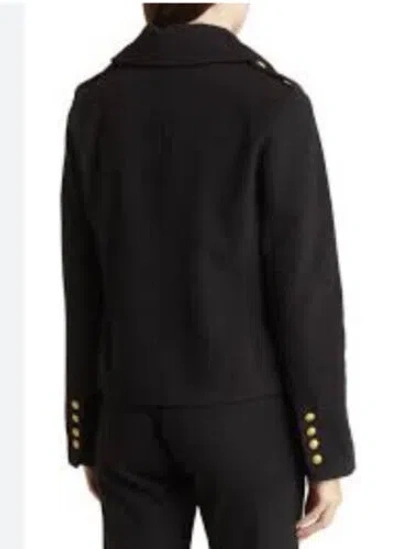 Pre-owned Rebecca Minkoff Women Black Wool Double Breasted Short Coat/ Jacket Sz M In Gold