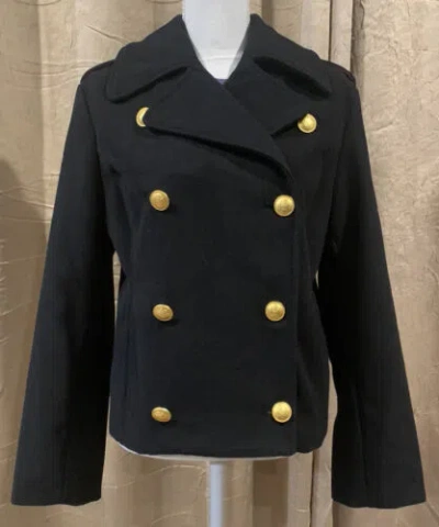 Pre-owned Rebecca Minkoff Women Black Wool Double Breasted Short Coat/ Jacket Sz M In Gold