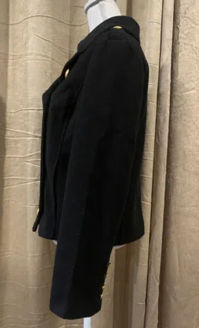 Pre-owned Rebecca Minkoff Women Black Wool Double Breasted Short Coat/ Jacket Sz M In Gold