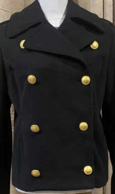Pre-owned Rebecca Minkoff Women Black Wool Double Breasted Short Coat/ Jacket Sz M In Gold