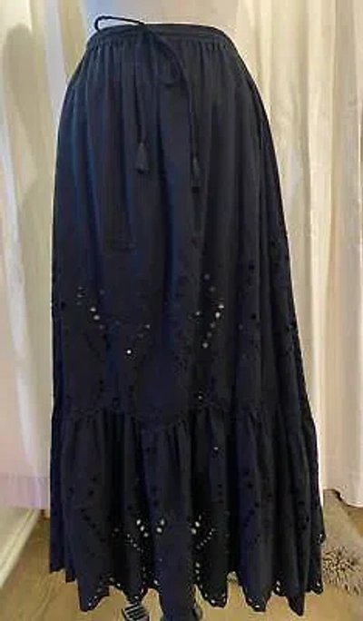 Pre-owned Natalie Martin Sierra Cotton Skirt In Black - Size Xs