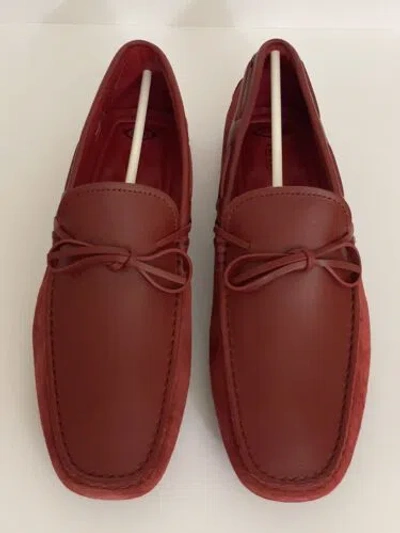 Pre-owned Tod's For Ferrari Gommini Red Suede Driving Shoes Loafers Size 10.5 Us