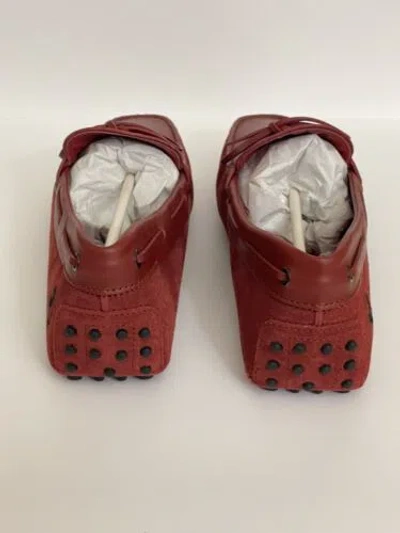 Pre-owned Tod's For Ferrari Gommini Red Suede Driving Shoes Loafers Size 10.5 Us