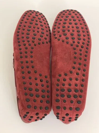 Pre-owned Tod's For Ferrari Gommini Red Suede Driving Shoes Loafers Size 10.5 Us