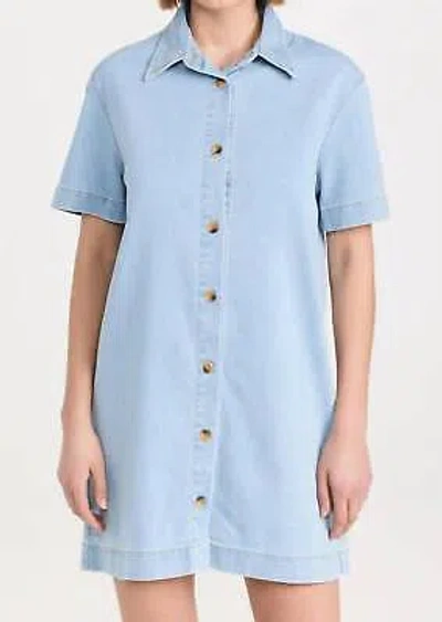 Pre-owned Enza Costa Soft Denim Shirt Dess In Washed Blue