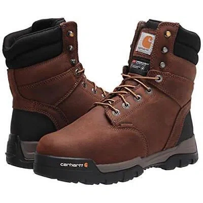 Pre-owned Carhartt Men's 8" Ground Force Soft Toe Eh Insulated Waterproof Work Boots Brown