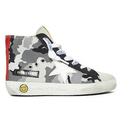 Pre-owned Golden Goose Kids'  Girls Francy Camouflage High Top Sneaker In Grey/ice/white/ruby