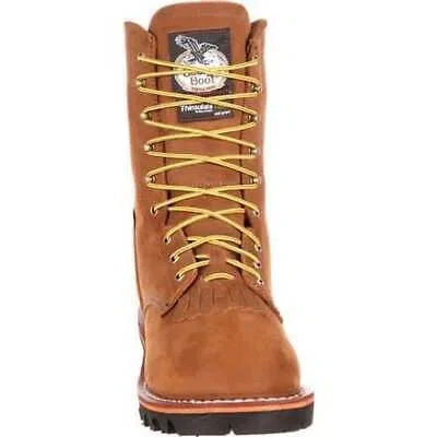 Pre-owned Georgia Boot Men's 10" Steel Toe Gore-tex® Waterproof Insulated Logger Work Boot In Worn Saddle