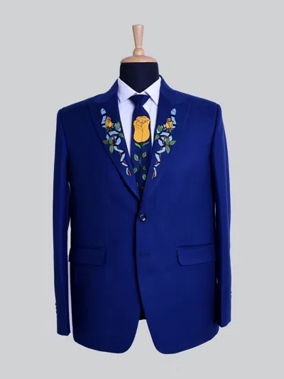 Pre-owned Western Customized Country  Royal Blue Suit For Men