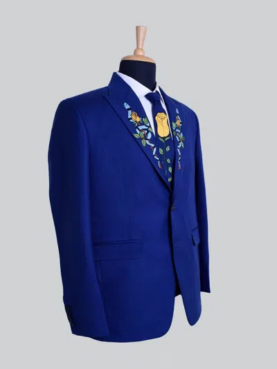 Pre-owned Western Customized Country  Royal Blue Suit For Men