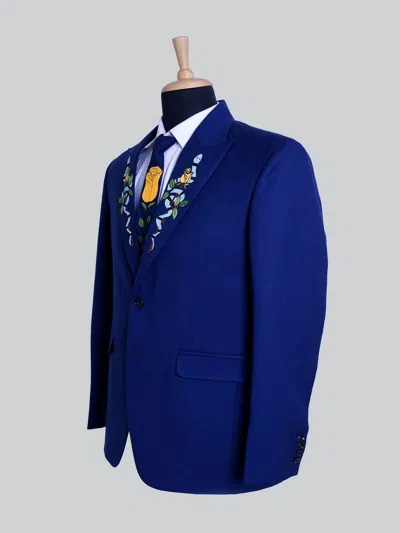 Pre-owned Western Customized Country  Royal Blue Suit For Men