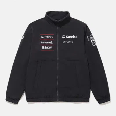Pre-owned Descente Mens Swiss Ski Team Reversible Fleece Jacket Sp323sjk92 Black M-2xl