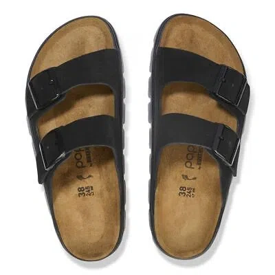 Pre-owned Papillio By Birkenstock Women's Arizona Chunky Black Suede (narrow Width) - 1028