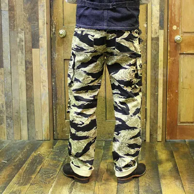 Pre-owned Buzz Rickson's Br41903 Gold Tiger Stripe Trousers Black L From Japan