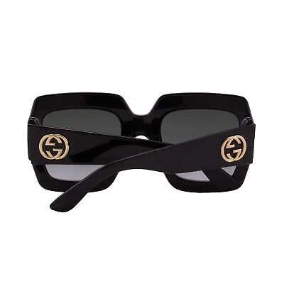 Pre-owned Gucci Women Oversized Square Sunglasses Black & Gold Gg0053sn-001 Gray 54mm Lens