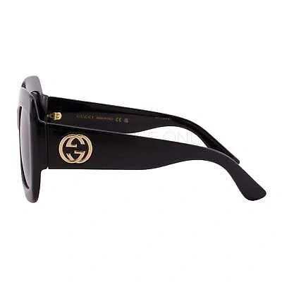 Pre-owned Gucci Women Oversized Square Sunglasses Black & Gold Gg0053sn-001 Gray 54mm Lens