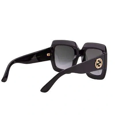 Pre-owned Gucci Women Oversized Square Sunglasses Black & Gold Gg0053sn-001 Gray 54mm Lens