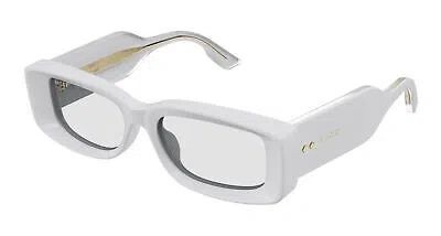 Pre-owned Gucci Gg1528s-005-53 White Sunglasses In Gray