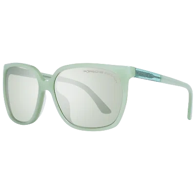 Pre-owned Porsche Design Sunglasses P8589 C 60mm - Green/olive Mirrored Square Full Rim