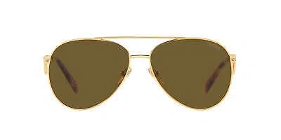 Pre-owned Prada Sunglasses Pr73zs 5ak01t 61mm Gold / Dark Brown Lens