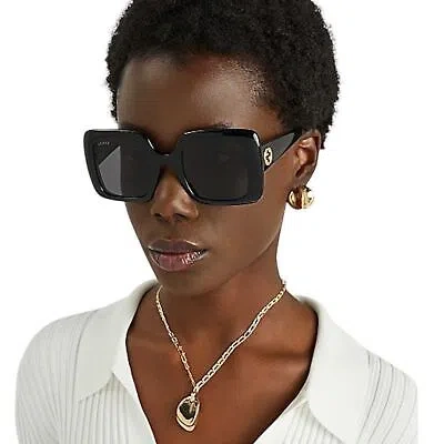 Pre-owned Gucci Women Oversized Square Sunglasses Black & Gold Gg0053sn-001 Gray 54mm Lens