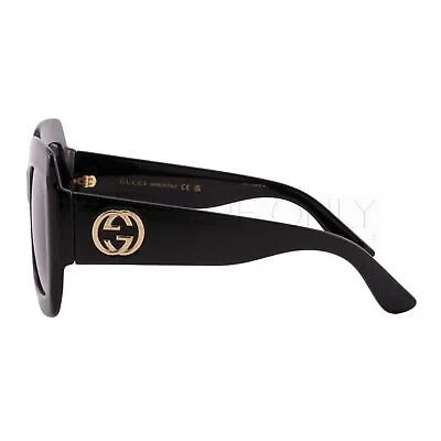 Pre-owned Gucci Women Oversized Square Sunglasses Black & Gold Gg0053sn-001 Gray 54mm Lens