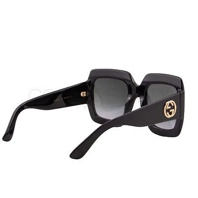 Pre-owned Gucci Women Oversized Square Sunglasses Black & Gold Gg0053sn-001 Gray 54mm Lens