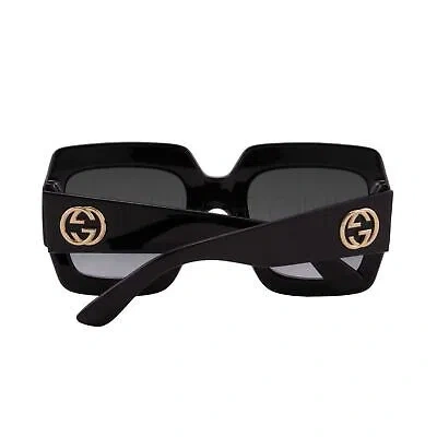 Pre-owned Gucci Women Oversized Square Sunglasses Black & Gold Gg0053sn-001 Gray 54mm Lens
