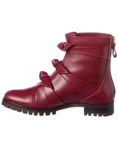 Pre-owned Alexandre Birman Lolita Waterproof Leather Combat Boot Women's In Red