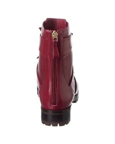 Pre-owned Alexandre Birman Lolita Waterproof Leather Combat Boot Women's In Red