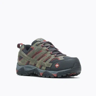 Pre-owned Merrell Work Men's Moab Vertex Vent Composite Toe Work Shoe Pewter - J11121 In Silver