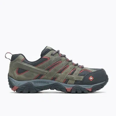 Pre-owned Merrell Work Men's Moab Vertex Vent Composite Toe Work Shoe Pewter - J11121 In Silver