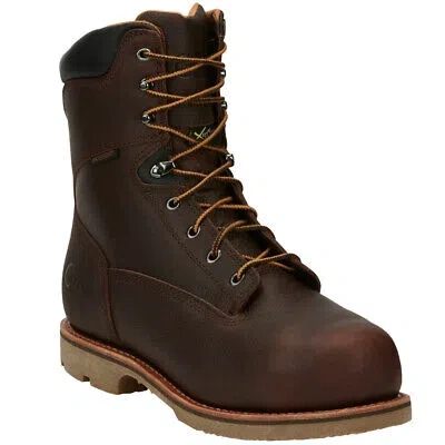 Pre-owned Chippewa Serious Plus 8 Inch Waterproof Composite Toe Work Mens Brown Work Safe