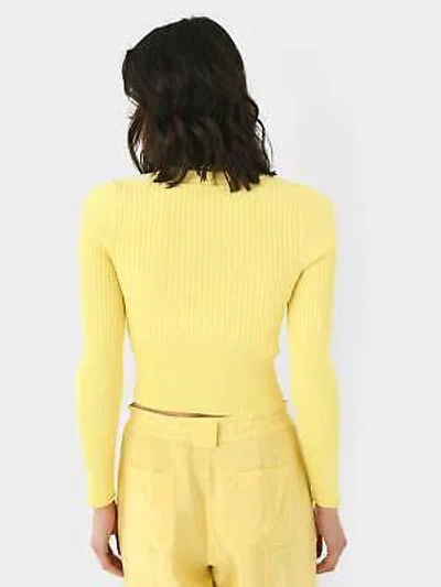 Pre-owned Simkhai Jonathan  Ailany Shrunken Cardigan In Sulfur - Size L In Yellow