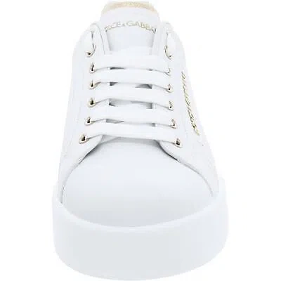Pre-owned Dolce & Gabbana Womens Leather Casual And Fashion Sneakers Shoes Bhfo 3956 In White/gold