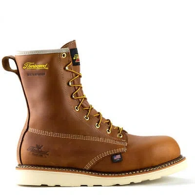 Pre-owned Thorogood Men's 8" American Heritage Maxwear Wedge™ Composite Toe Waterproof Wo In Tobacco Oil