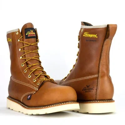 Pre-owned Thorogood Men's 8" American Heritage Maxwear Wedge™ Composite Toe Waterproof Wo In Tobacco Oil