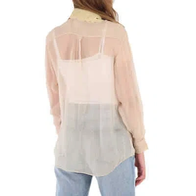 Pre-owned Burberry Ladies Soft Peach Shelly Silk Chiffon Oversized Shirt
