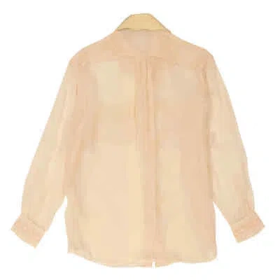 Pre-owned Burberry Ladies Soft Peach Shelly Silk Chiffon Oversized Shirt