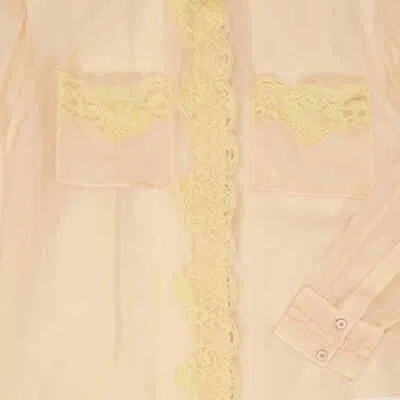 Pre-owned Burberry Ladies Soft Peach Shelly Silk Chiffon Oversized Shirt