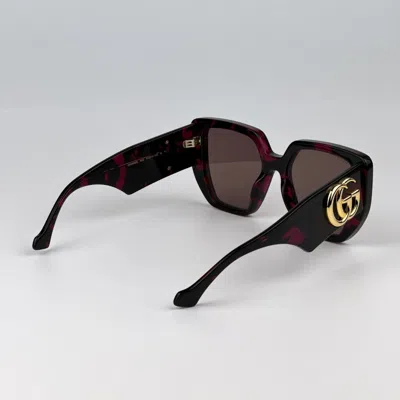 Pre-owned Gucci Gg0956s 008 Havana Violet Brown Cat Eye Unisex Sunglasses