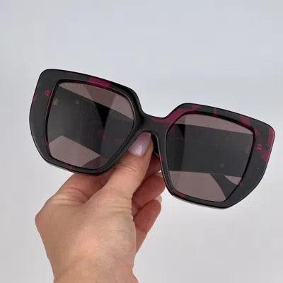 Pre-owned Gucci Gg0956s 008 Havana Violet Brown Cat Eye Unisex Sunglasses